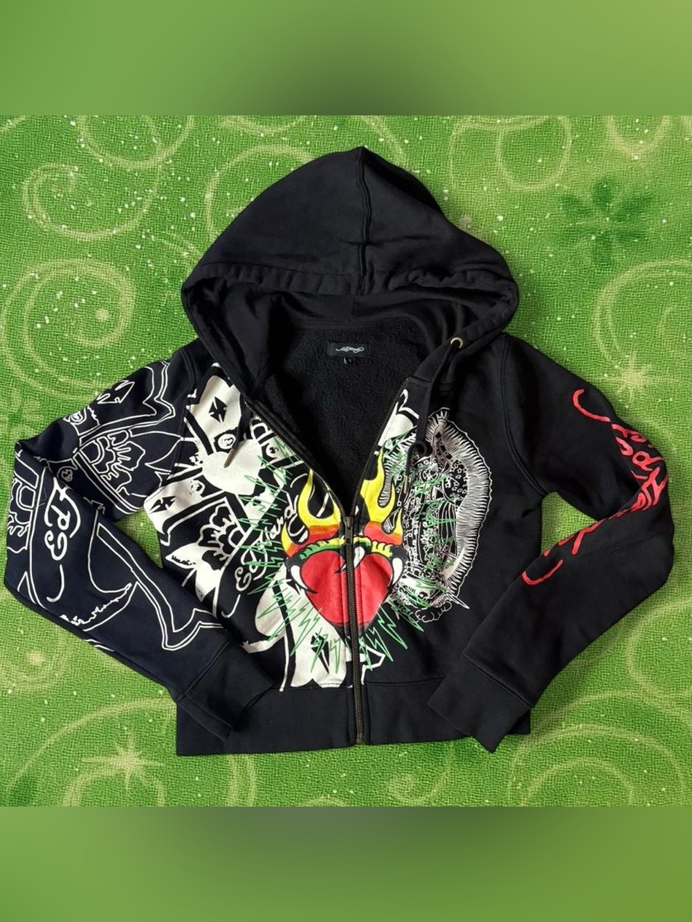 Ed Hardy Black Jacket with Colorful Graphic